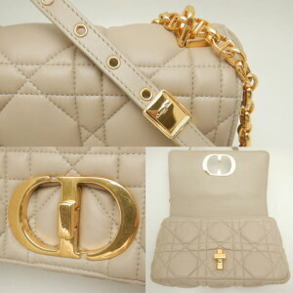 Dior Caro Cannage Shoulder Bag Beige Tan Calfskin - Picture 5 of 9